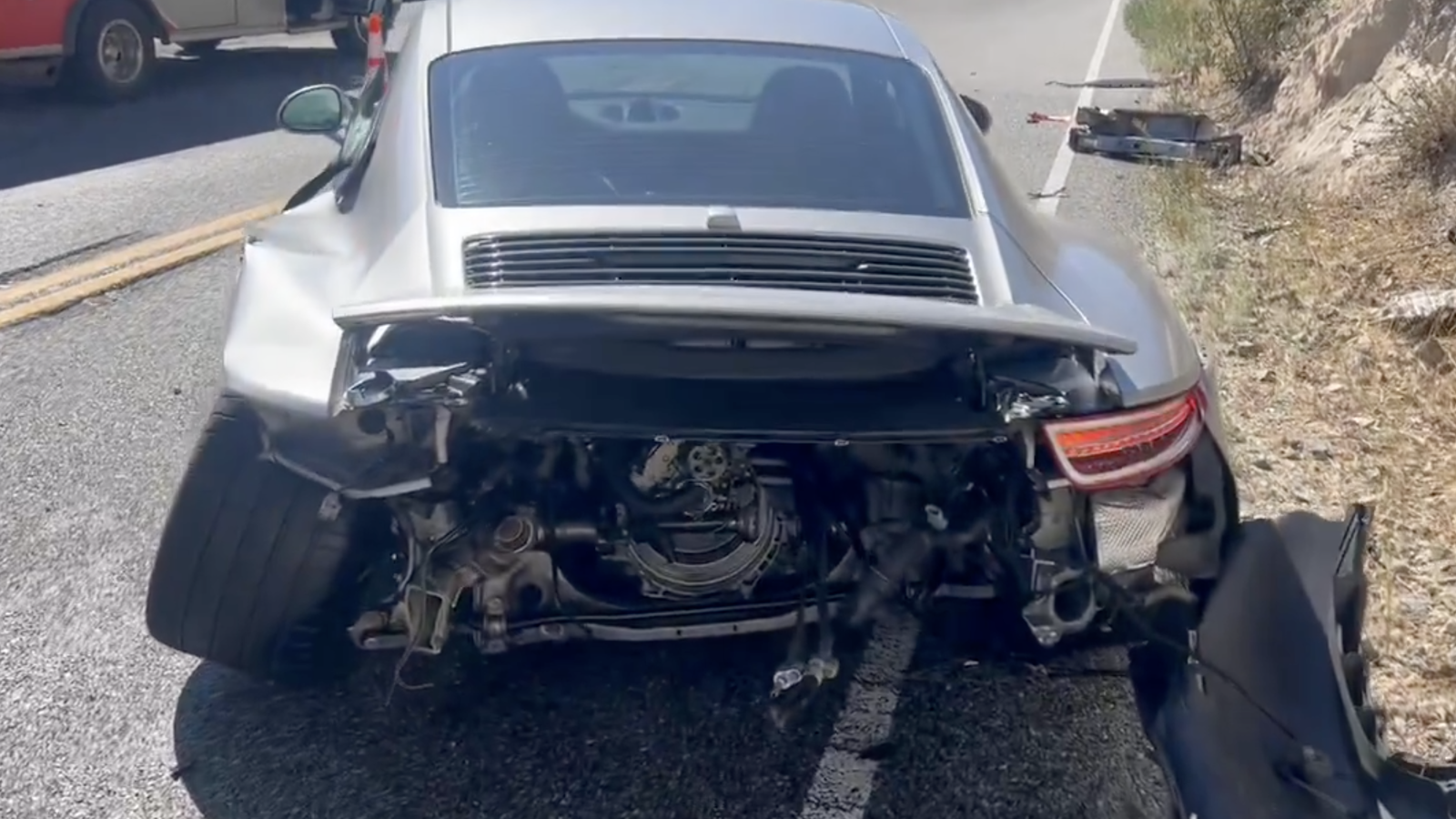 Porsche 911 Carrera with engine ripped out